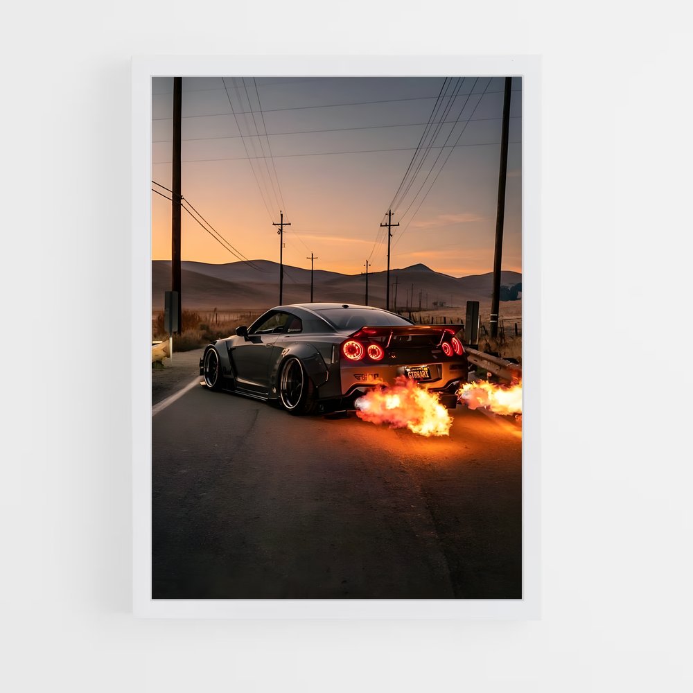 Poster Flamme sur Route – affiche Nissan (vue 3)